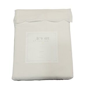 Armoire Collection Coquette Queen Sheet Set White Scalloped‎ Edge 4pc